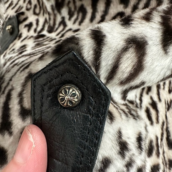 Cesare Paciotti Leopard animal print dagger rabbit fur Moto jacket XS - Picture 8 of 16